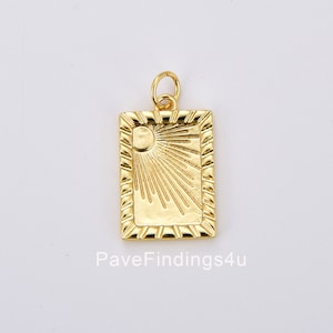 Colgante con placa de identificación solar, colgante con placa celestial rellena de oro, colgante con carta del tarot para fabricación de collares, pulseras y joyas, 22 x 12 mm, CP1894