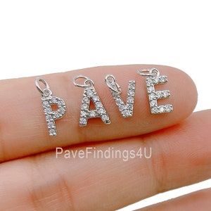 Ciondolo iniziale personalizzato, ciondolo con lettera, ciondolo con lettera micro pavé, ciondolo con lettera dell'alfabeto per bracciale e collana, 8 mm, CP482