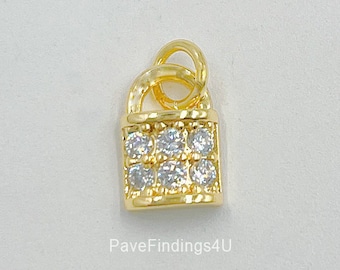 Sierlijk 18K gouden hangslotbedel, klein hangslot bedel klein slot hanger liefdesslot voor oorbel ketting armband sieraden maken, CP1442