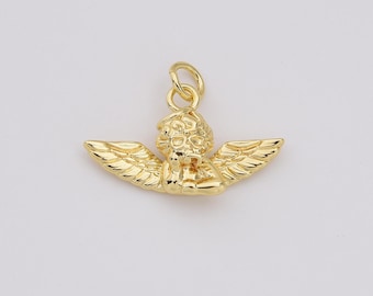Baby Cherub Angel Charm, Gold Filled Cupid Angel Pendant, Valentine Love Charm for Neklace Bracelet Jewelry Making Supply, CP2209