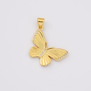 Ciondolo a forma di farfalla riempito d'oro, ciondolo a forma di farfalla con cristalli CZ per la creazione di gioielli fai da te, collane, bracciali, regali personalizzati, regali di compleanno, CP2253