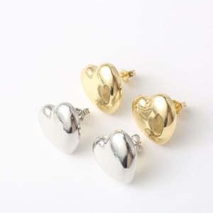 1 pair Heart Stud Earrings, Gold Filled Heart Dome Earrings, Minimalist Earrings, Wedding Earrings, Everyday Earrings, Gift for Her, ER288