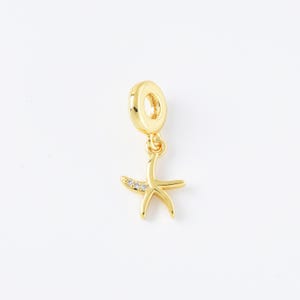 Ciondolo a forma di stella marina, ciondolo a forma di stella marina con micro pavé di zirconi cubici riempito in oro per la creazione di gioielli con braccialetti e collane, CP2115