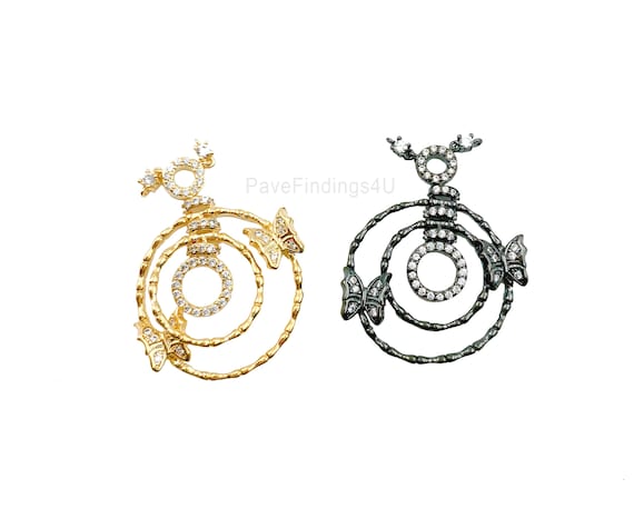 Connettore pendente a farfalla in ottone grezzo - Ciondoli a farfalla in zircone - Charm per bracciale a farfalla - Forniture per gioielli - 17,42x13,97x2,41 mm - PP4871 - Italia