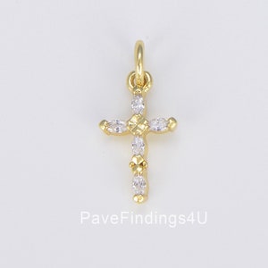 9*14mm Cz Pave Bracelet Necklace Pendant in Gold Finish 10Pcs Colorful Clear CZ Micro Pave Cross Pendant