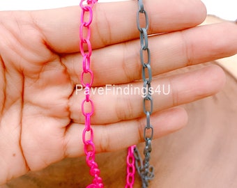 Enamel Cable Chain by Foot, Cable Chain by Yard, Wholesale Bulk Roll Chain for Jewelry Making, Unfinished Chain, 8x5mm, CH144