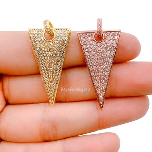 Ciondolo a forma di freccia riempito d'oro, ciondolo a forma di freccia con micro pavé di zirconi cubici, ciondolo a forma di triangolo, ciondolo a forma di freccia per la creazione di gioielli con collane e bracciali, regalo CP264