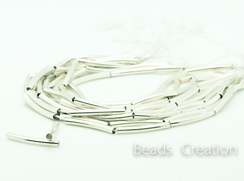 Curved Noodle Beads 25x3mm German Silver Curved Tube Beads Etsy