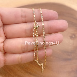 1pc Ready to Use Gold Filled Flat Curb Chain, Layering Dainty Jewelry Chain Necklace Perfect for Pendant Charm, Best Gift 17&quot;  CH265