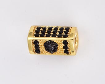 Löwenkopf/Anker Bead Spacer Bead Schwarz CZ Pave Tube Spacer Beads für Männer/Frauen Schmuck machen 14 mm BD072