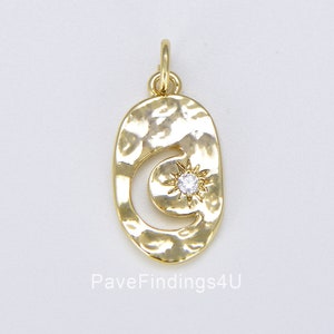 Dainty 18K Gold Crescent Moon and Star Charm, Celestial Jewelry for Necklace Bracelet Earrings Supply Component, 22x11mm, CP1458