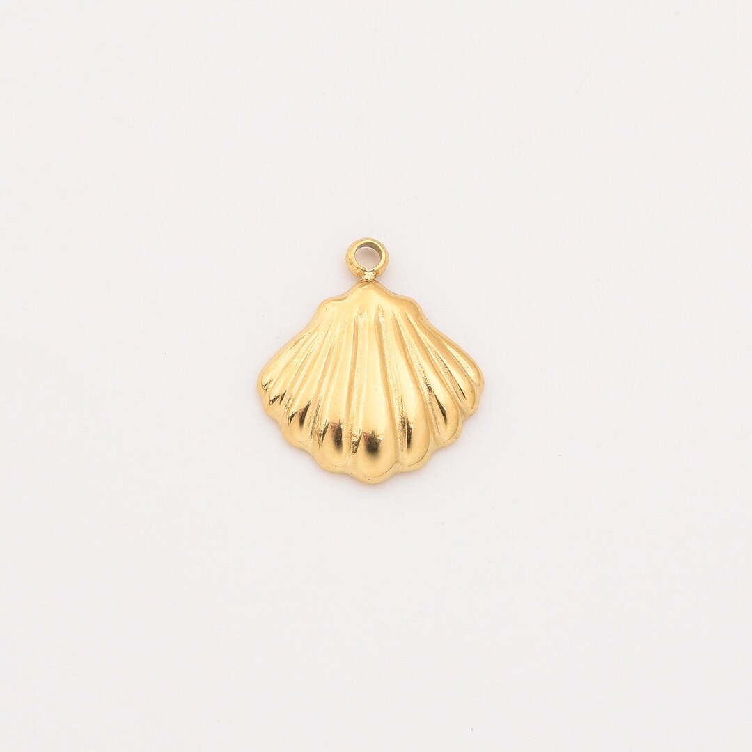 Ice Shell Charm Gold Filled Scallop Shell Charm, Stainless Steel Ocean Pendant for DIY ...