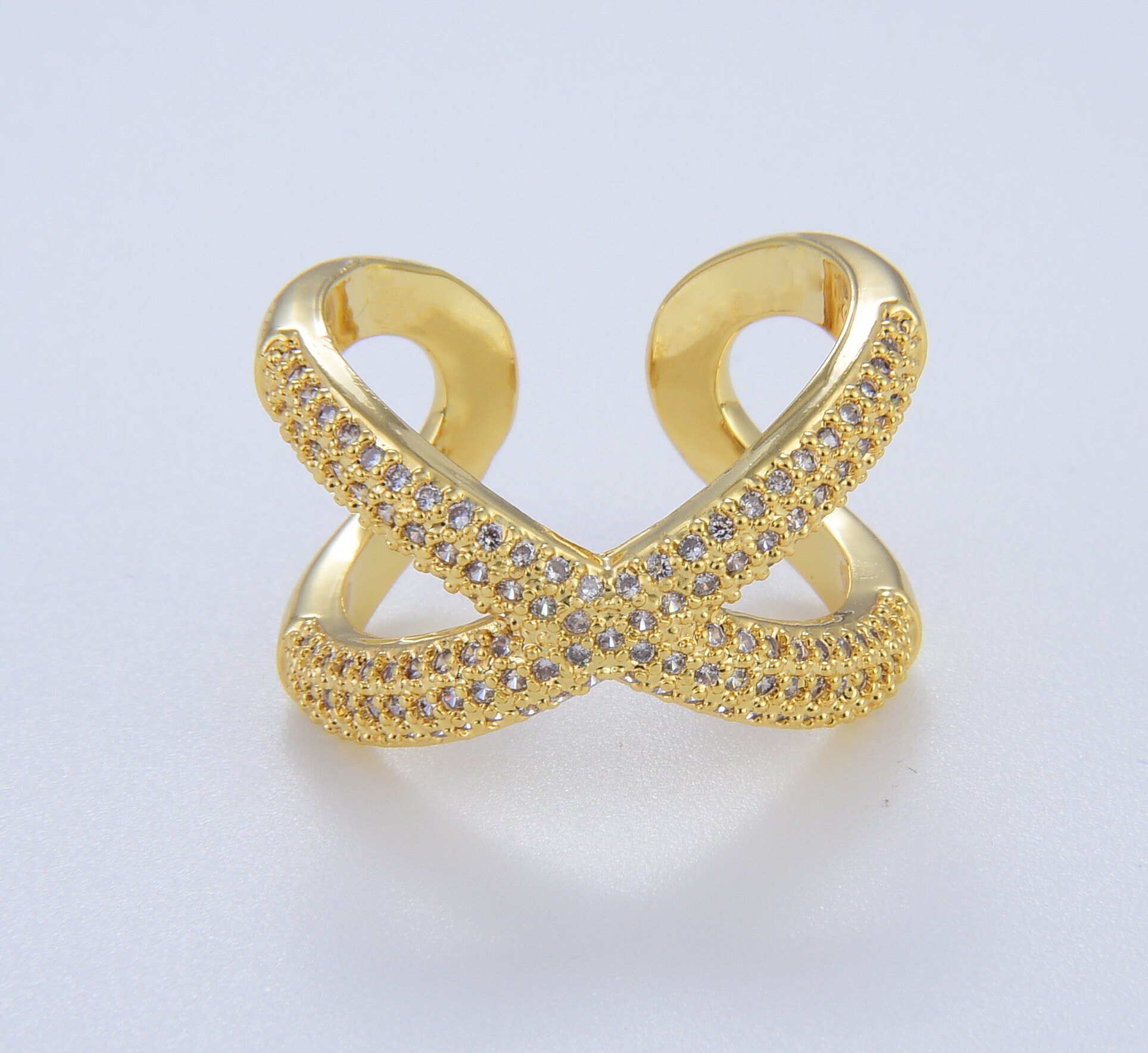 Petite Twist Full Eternity Ring CZ Gold Infinity Ring Cubic Zirconia ...