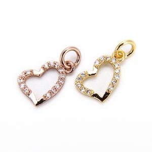 Ciondolo a cuore in oro 24K, Ciondolo a cuore, Ciondolo realizzato con amore, Fai da te, Creazione di gioielli 15x8mm, CP523