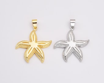 Gold Starfish Charm, Gold Filled Sea Star Pendant, Starfish Charm for Bracelet Necklace DIY Jewelry Making Supply Fish Ocean Beach, CP2134