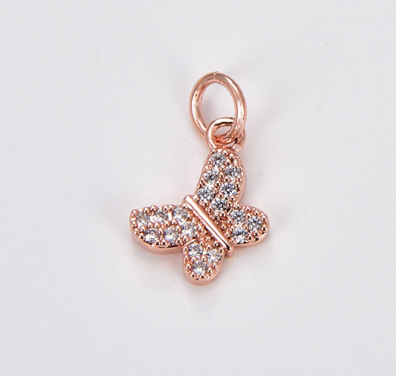 24K Gold Small Butterfly Charm CZ Micro Pave Butterfly - Etsy