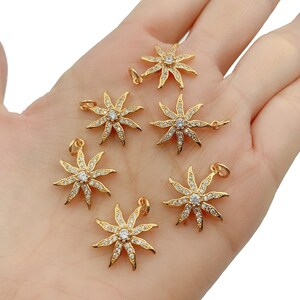 Ciondolo a forma di stella in oro 22 carati con micro pavé di zirconi cubici, ciondoli a forma di stella, ciondolo a forma di stella, ciondolo a forma di stella, collana a forma di stella, 20 x 20 mm, CP860