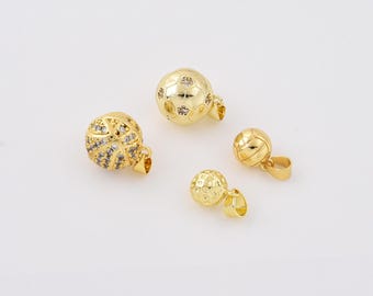 Gold Filled Sports Ball Charm, CZ Rhinestone Basketball Soccer Volleyball and Golf Ball Pendants, Mini Sports Jewelry Making Supplies LOT054