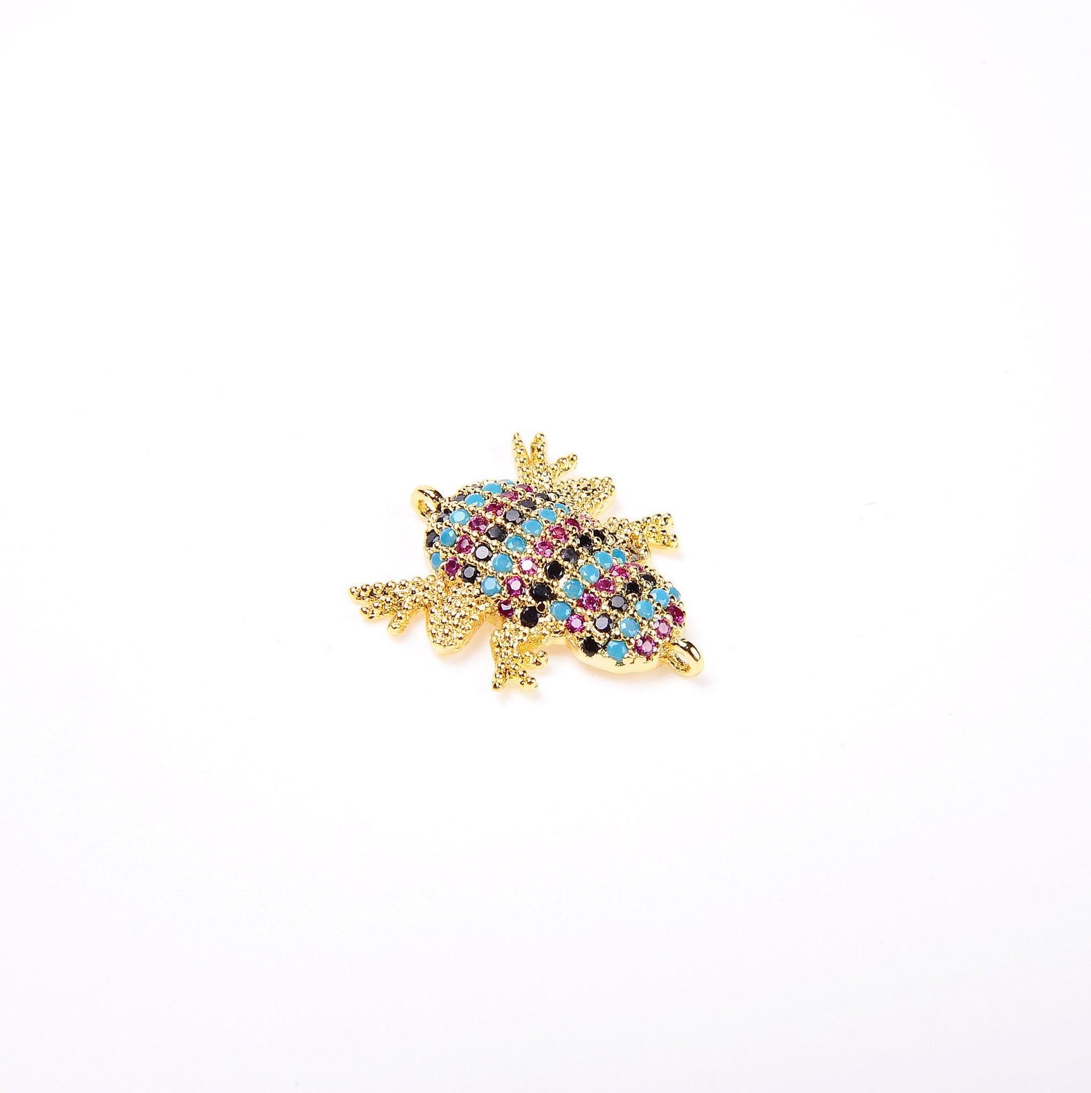 14K Gold Micro Pave Frog Connector Frog Jewelry CZ Micro Etsy