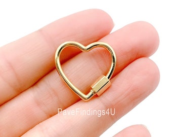 18K Gold Heart Carabiner Clasp, Heart Screw Clasp, Heart Clasp, Carabiner Clasp, Necklace Clasp, Bracelet Clasp, 21x21mm, CL411