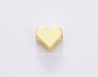 Espaciadores de corazón delicados, espaciadores de corazón dorados, espaciadores de latón, pequeños espaciadores de corazón para pulseras y collares en oro de 18 quilates, BD090
