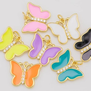 Enamel Butterfly Charm, Enamel  Spring Butterfly Charm ,Butterfly Charm for Jewelry Making CP1721