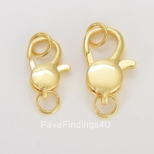 1pc Wholesale Lobster Clasp, Dainty Gold Lobster Claw with Jump Ring for Necklace Bracelet Jewelry Making, 2 Different Size 21/24mm, CL503