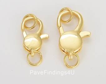 1pc Wholesale Lobster Clasp, Dainty Gold Lobster Claw with Jump Ring for Necklace Bracelet Jewelry Making, 2 Different Size 21/24mm, CL503