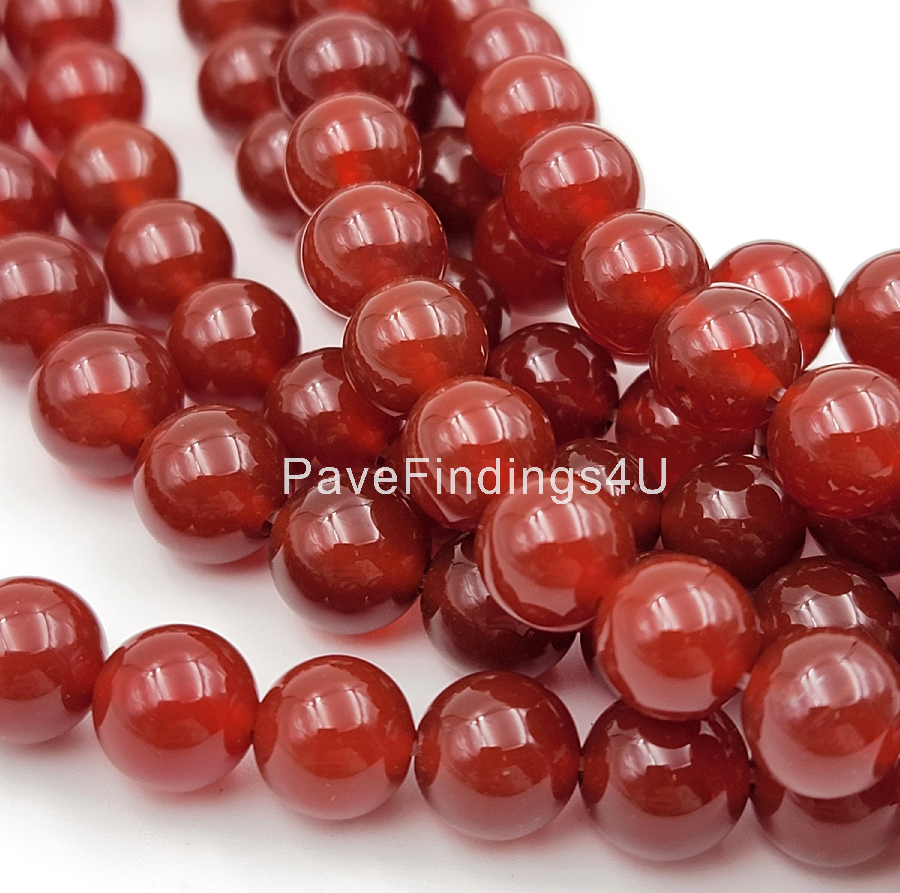 Cuentas Redondas De ágata Cornalina Con Bandas Rojas Oscuras