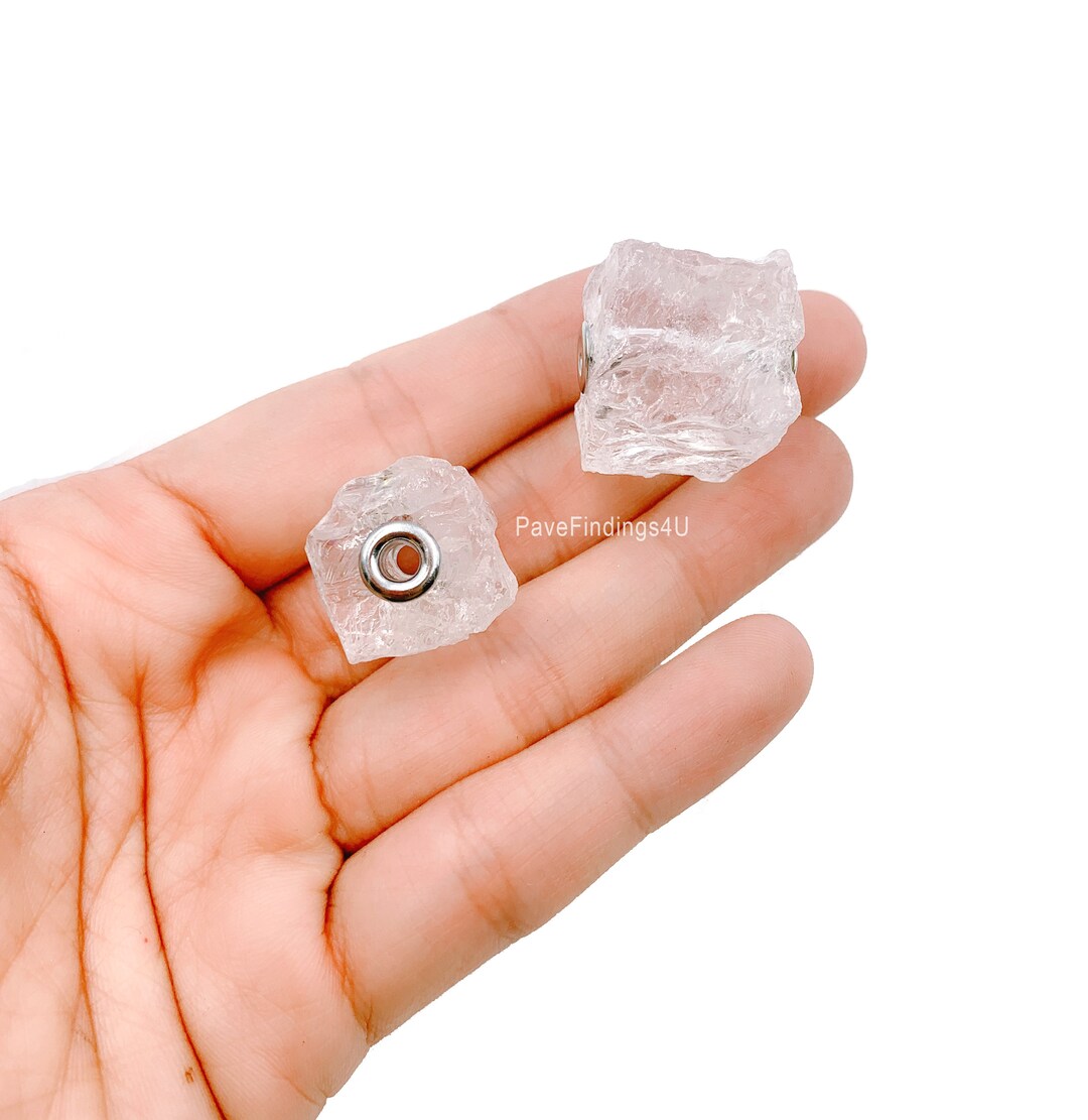 Cube Clear Quartz Bead Large Hole Bead Large Clear Quartz Etsy