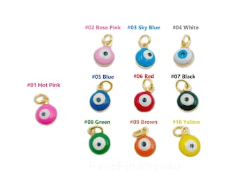 6mm Enamel Evil Eye Charm, 18K Gold Evil Eye Pendant, Religious Charm, Tiny Evil Eye, Protection Evil Eye, CP1291