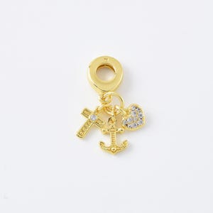 Ciondolo a forma di croce/ancora/cuore riempito d'oro con cauzione a forma di goccia per collana, bracciale, fornitura per la creazione di gioielli, 25x19mm, CP2119