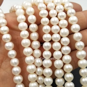 White Fresh Water Pearl Gemstone Beads, Natural Pearl Beads, White Pearl Necklace Beads, Full Strand 15.5 inches, 9mm, PRP239-E717