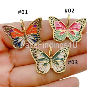 Ciondolo a forma di farfalla monarca in smalto oro 18 carati, ciondolo per amante degli animali, ciondolo per designer di gioielli colorati, CP1249