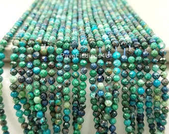Chrysocolla Gemstone Faceted Round Beads Full Strand 3mm Chrysocolla Smooth Round Beads 15.5" Full Strand PRP1014