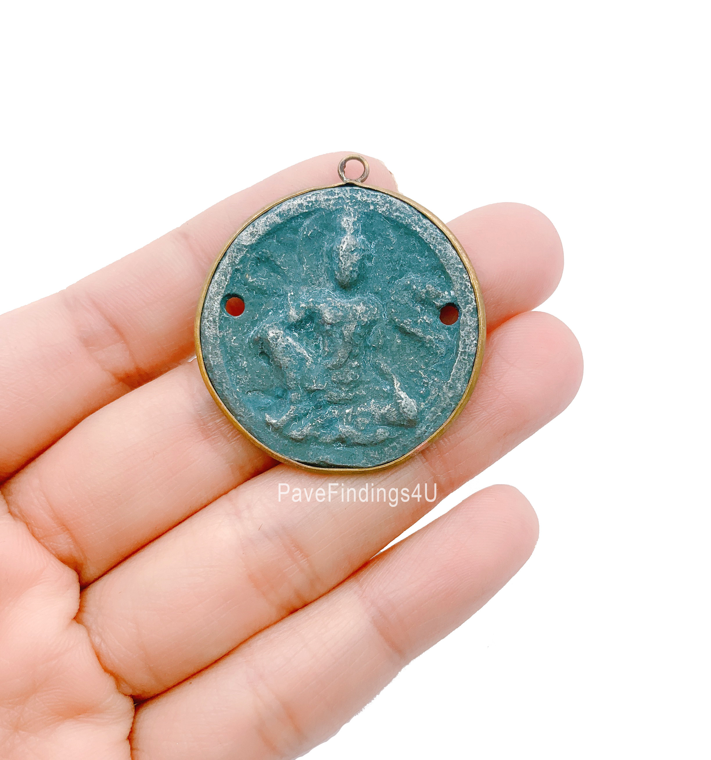 緑青彫刻座仏 18K ゴールド チャーム ペンダント、仏陀チャーム、仏陀ペンダント、仏陀ネックレス、保護チャーム、29 mm、CP1021 -  Etsy 日本