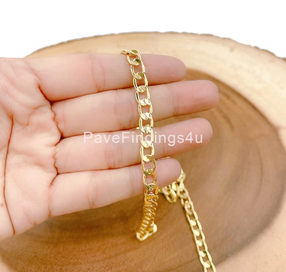 18K Gold Cuban Curb Chain by Foot 
