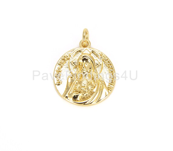 22K Gold Round Jesus Pendants Gold 