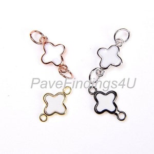 Tiny Clover Charm, 14K Gold Clover Connector Charm, Silver/Gold/Rosegold clover connector, 6x10mm| CN064