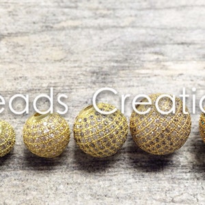 18K Gold Filled Pave CZ Round Ball, Micro Pave CZ Shamballa Ball Round Spacer Beads, Cubic Zirconia, DIY Jewelry, up-to 20mm