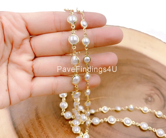 Bead Garland,Equal Sign 66 Feet Christmas Tree Beads Artificial Pearls Beads Garland for Party Decorations Gold 