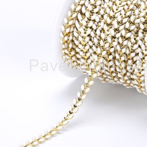 Fishbone Feather Chain, Handmade Chain, Chevron Chain, Unfinished, Beaded Chain, Bulk Chain, 14k Gold Chain, 4x6mm, CH037