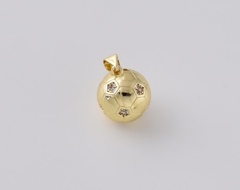 Gold Filled CZ Soccer Ball Charm, Rhinestone Football Pendant, Sports Jewelry Charm for Necklace Bracelet, Soccer Lover Gift, CP2543
