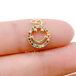18K Gold Happy Face Charm, Gold Emoji Charm Gold Smile Charm Pendant Smiley face charms for Necklace Earring Bracelet Supply, CP1247