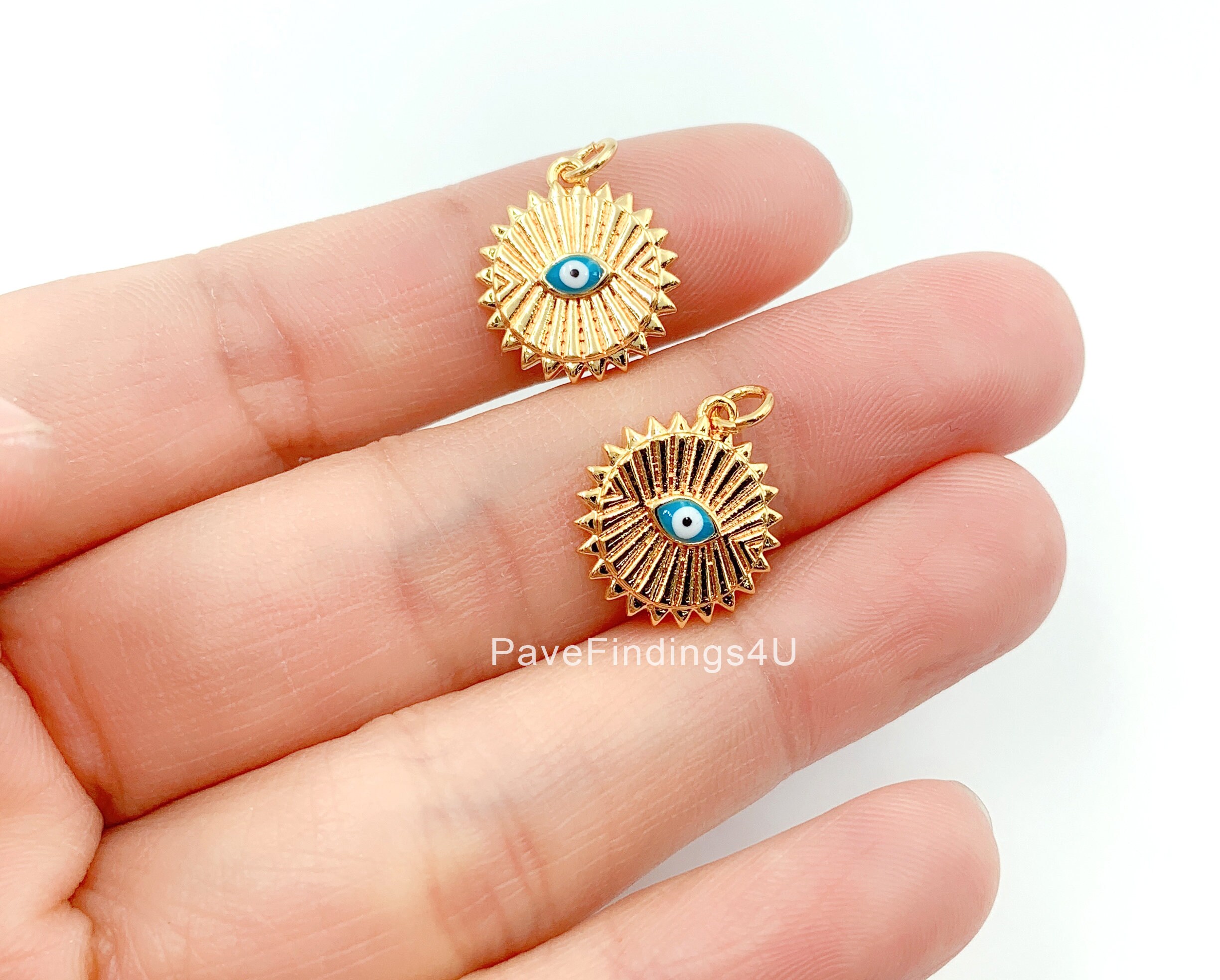 18K Gold Evil Eye Charm Gold Evil Eye Pendant Evil Eye Etsy