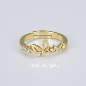 Dainty Gold Butterfly Ring, 18K Gold Adjustable Butterfly Ring, Butterfly Jewelry, Dainty Butterfly Ring, Minimalist Open Ring, RG034