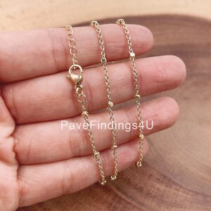 1pc 19&#39;&#39; Ready to Use Gold Filled Bead Necklace Chain, Layering Beaded Chain, Dainty Beaded Necklace for Pendant Chain Necklace, CH274