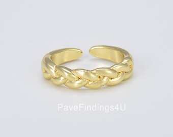 18K Gold Braided Ring, Statement Ring, Chunky Braided Ring, Stackable Ring Thick Gold Ring Open Gold Ring Gift for Her, RG036