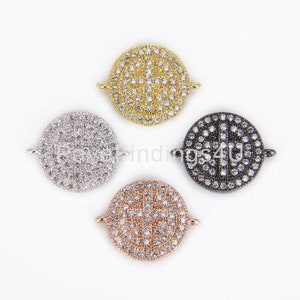 18K Gold CZ Micro Pave Small Cross Charms, Gold Cross Connector Link, Tiny Cross for Bracelet Necklace Jewelry Making Supply, 13X17MM, CN091