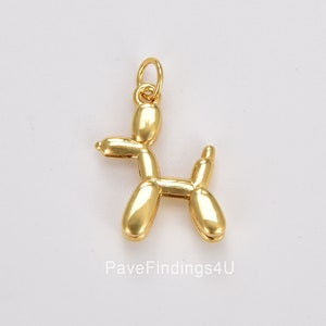 Ciondolo in oro a forma di barboncino, ciondolo a forma di palloncino lungo, ciondolo a forma di cane riempito d'oro, ciondolo a forma di cucciolo, gioielli fai da te, 21 x 15 mm, CP1775